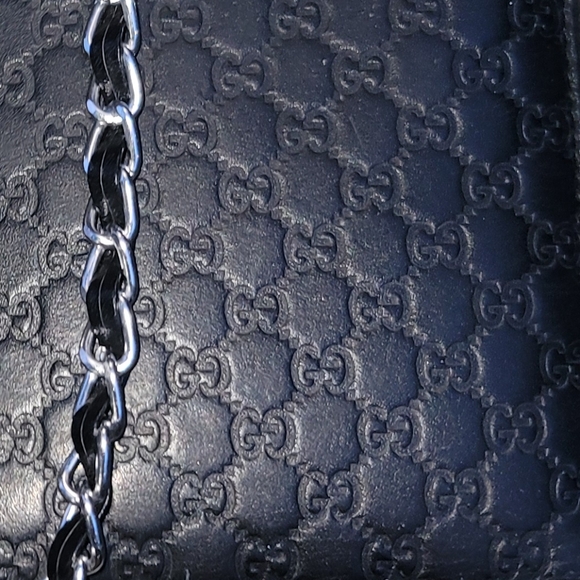 Gucci Micro GG Guccissima black leather wallet on chain zippy New in box Authent - Picture 7 of 16